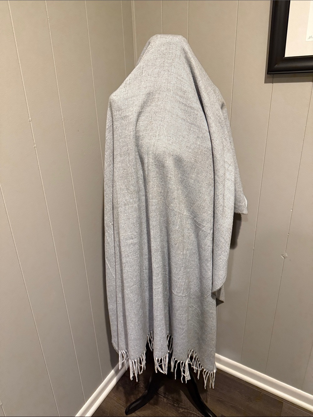 IKEA Light Gray Fringe Throw Blanket - Classic Neutral Layer